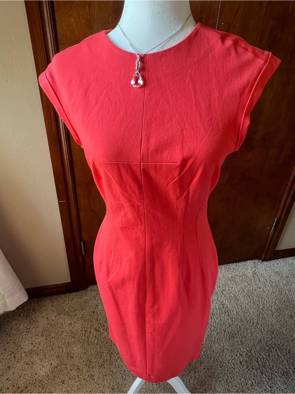 Classic Coral Sheath Dress - Women'se